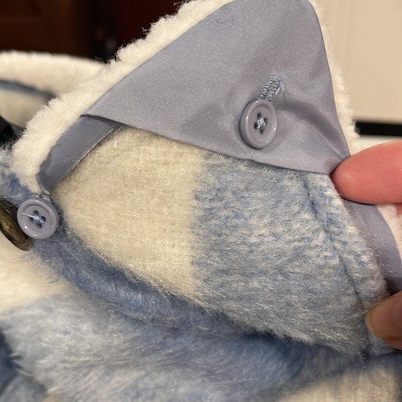 KOOLABURRA by UGG NWT XXL Midi Coat Dusty Sky Blue Plaid Removable Sherpa Collar - Picture 16 of 16